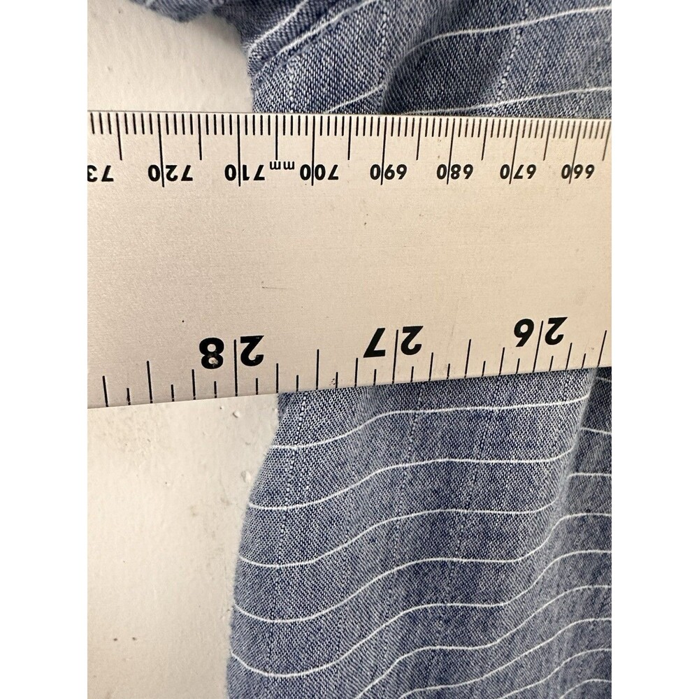 Jane+Delancey Shirt Tunic Womens 1X Blue Stripe Roll Tab Sleeve Pleated Nautical - Picture 9 of 11